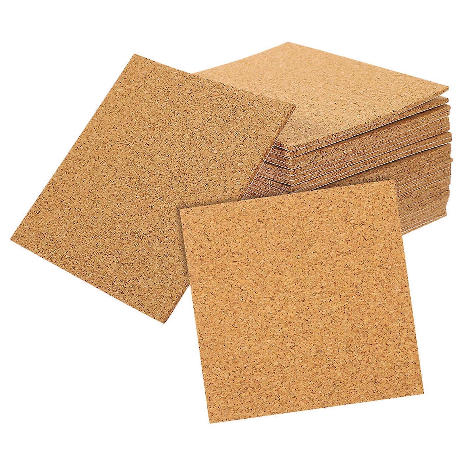 Self-Adhesive Cork Board Cork Squares for DIY Use 30Pcs Brown Sheets