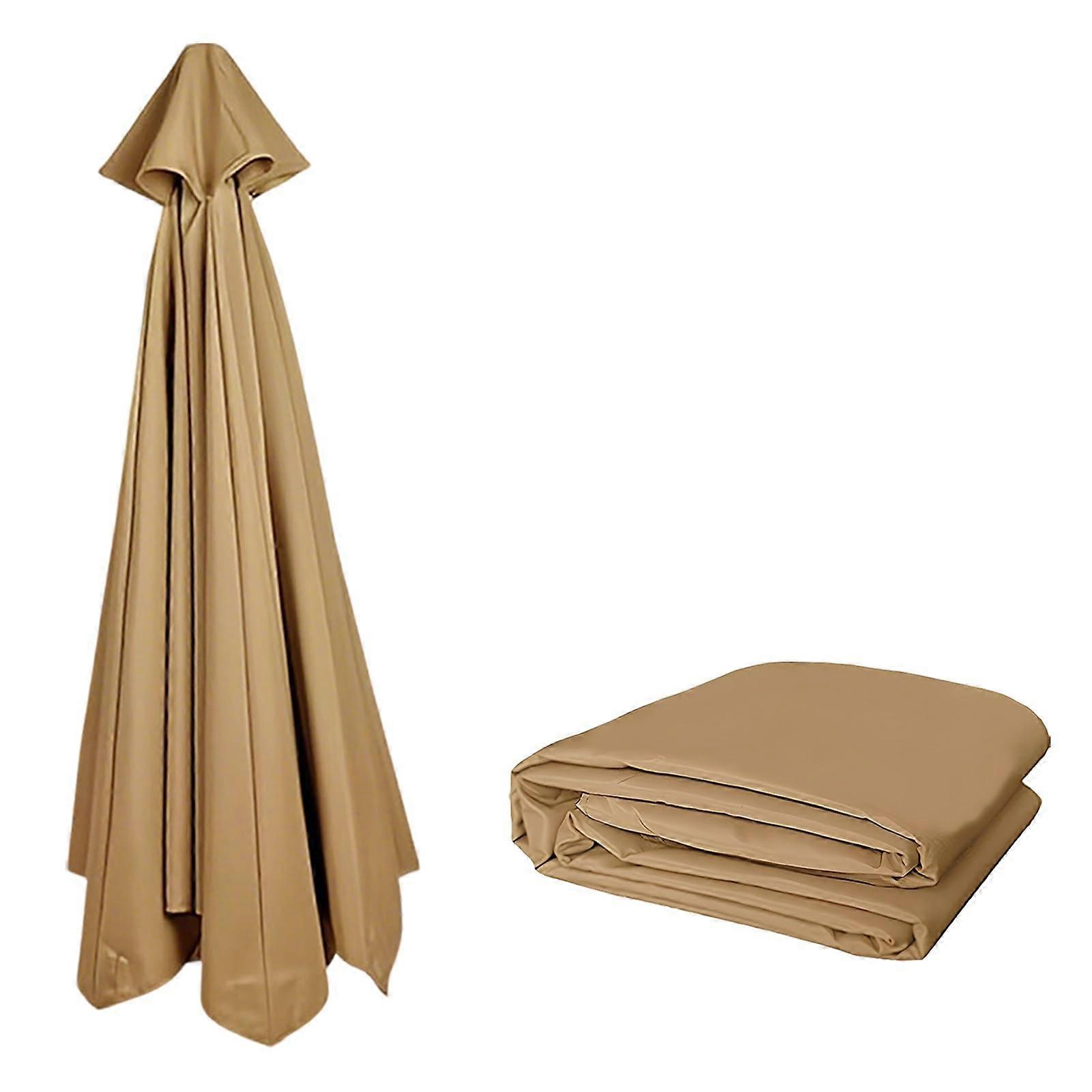 3.5M Heavy Duty Outdoor Patio Parasol Replacement Canopy 8Rib Design, Waterproof, Khaki, 11.5FT/3.50M, Canopy Only