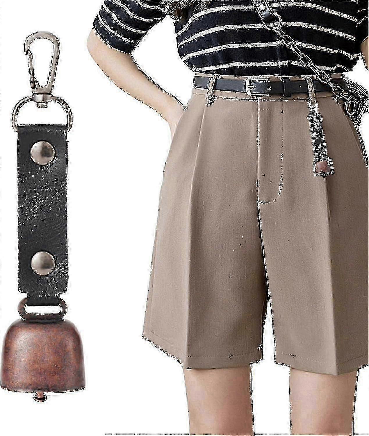 新しく改良された 2 個のベア ベル - Pu レザー、ハイキング用ラウド、犬の首輪ベル、ペットの安全アクセサリーのトラッカーとしてのキーホルダー