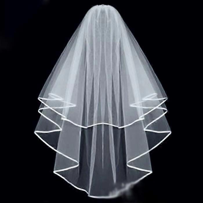 Wedding Veil - Elegant - 2 Layers - White - Comb Included - Grenadine