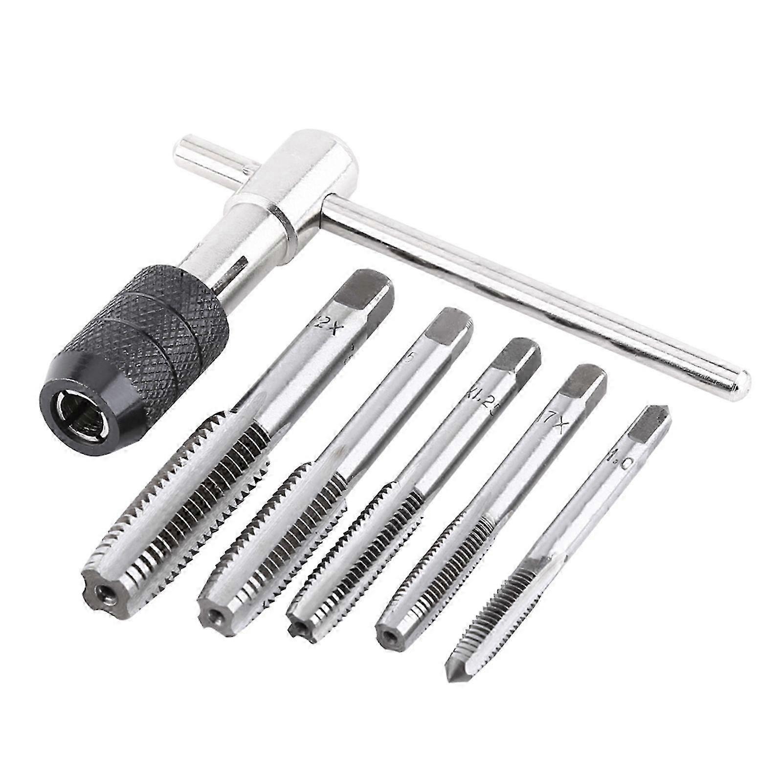 6pcs Set Screw Tap & T shaped Wrench Threading Tapping Hand Tool Kit