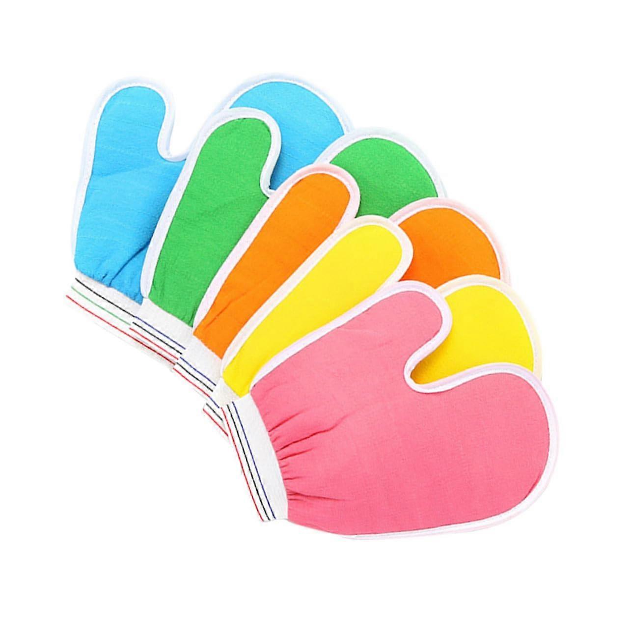 Exfoliating Shower Gloves 5Pack Deep Scrub Mitts For Bathing Textured Pads Unisex Fit Random Colors Skin Renewal