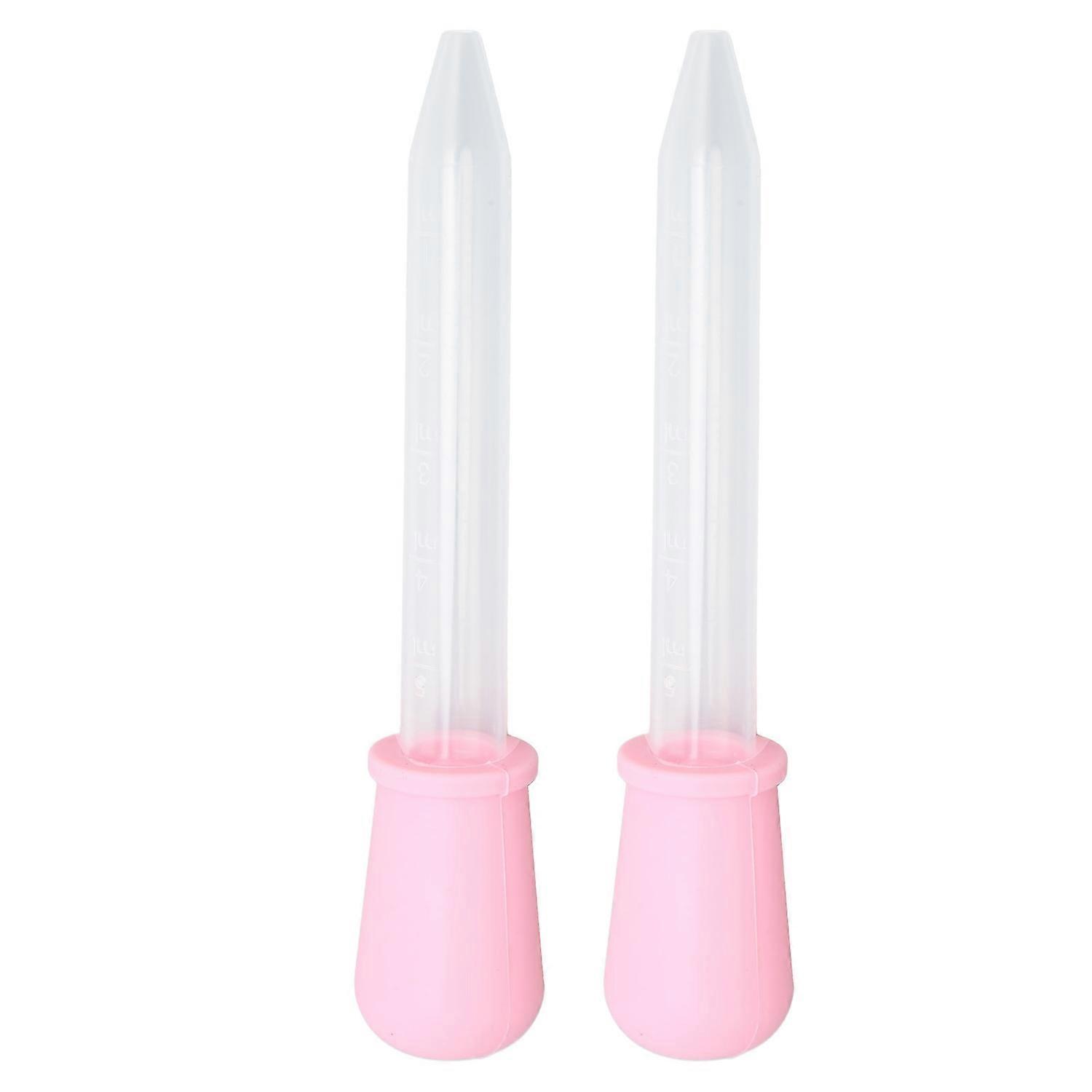 2pcs Multifunctional Transfer Pipette Silicone Calibrated Liquid Dropper for Laboratory DIY ArtPink