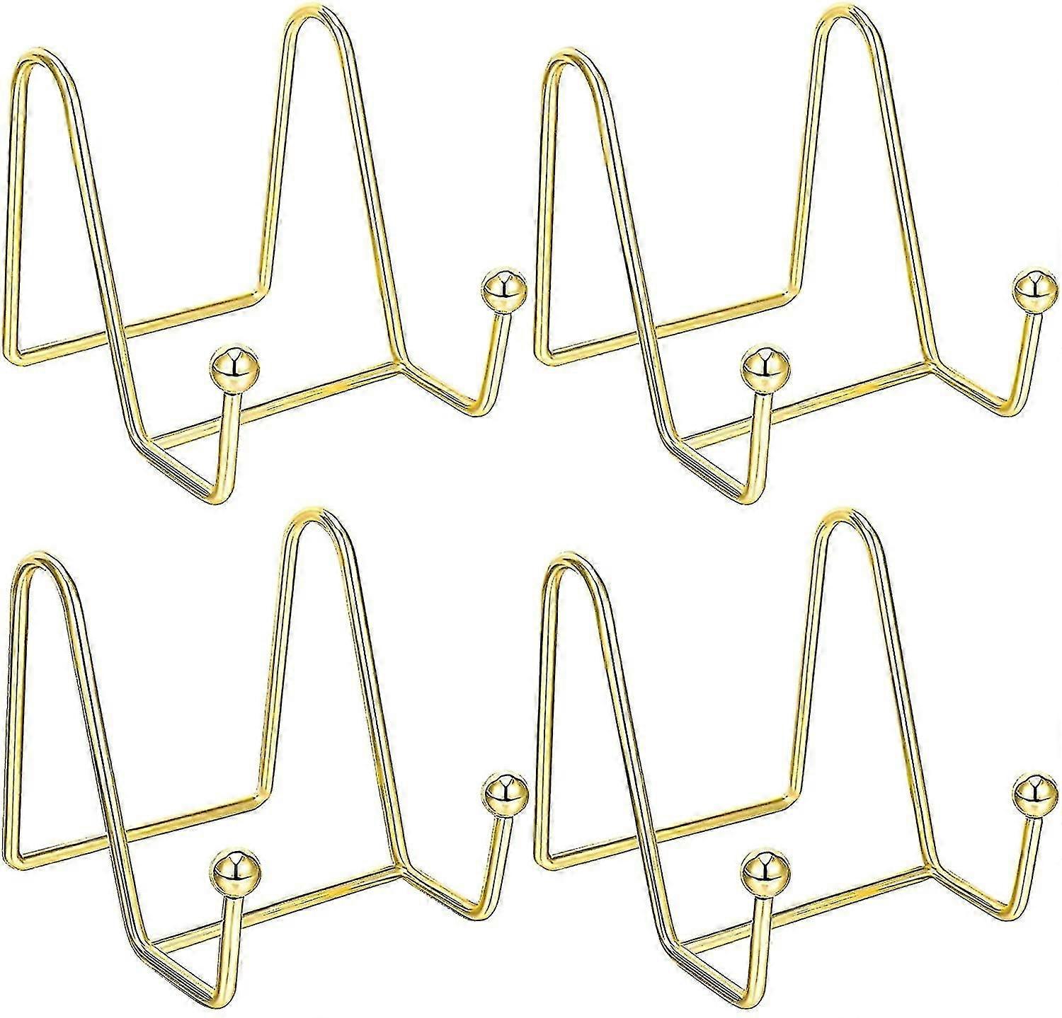 4pcs Plate Holders For Display Display Stand Metal Frame Stand For Photo Decorative Plate Book Easel Picture Golden