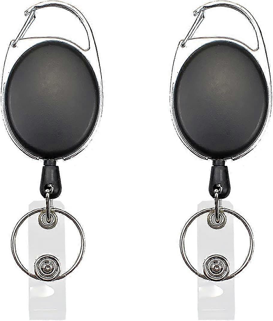 Badge Holder Clip Retractable Reel with Key Ring for ID Card Belt AttachmentBlack2 PCS 