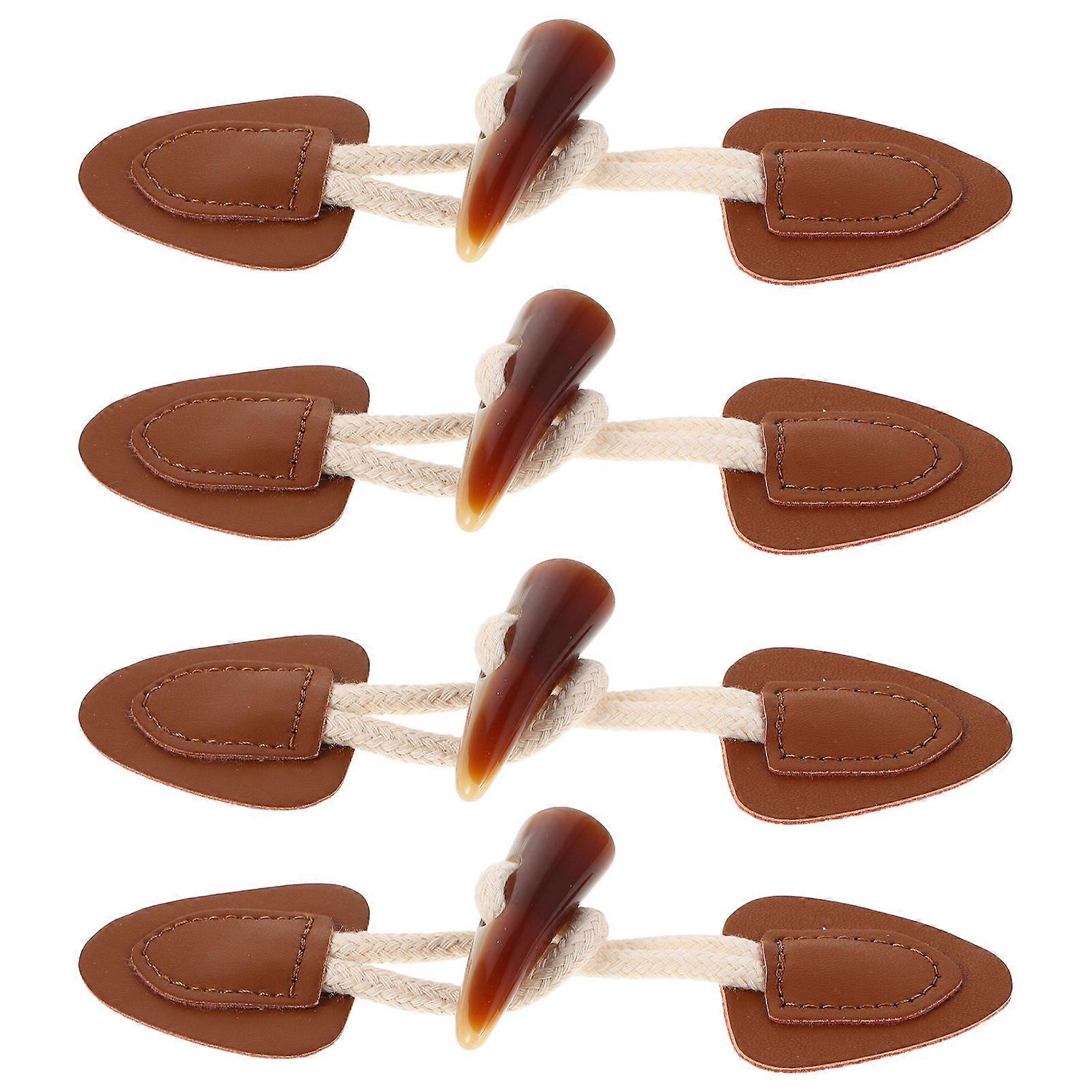 Fake Horn Toggle Buttons Sewing Closures 4Sets for Padded Jackets