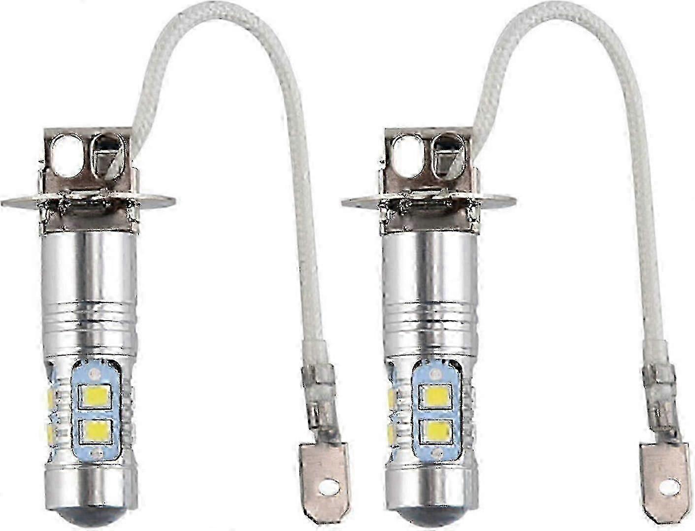 2pcs Super Bright White H3 LED Fog Light Bulbs, 12V-24V DC Headlight Conversion Kit