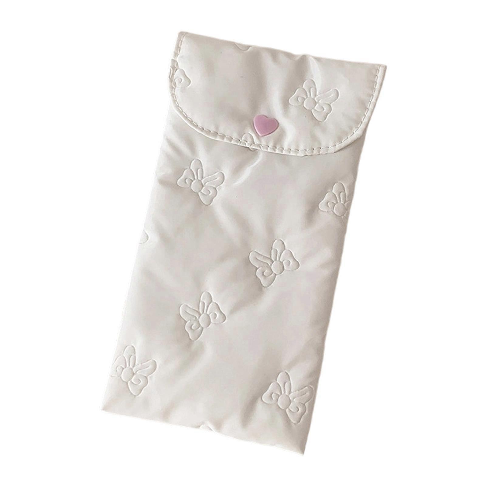 Pencil Pouch With Embossed Butterfly Bowknot Decoration Pencil Case  Spacious Storage Cosmetic Bag For Daily Use  White