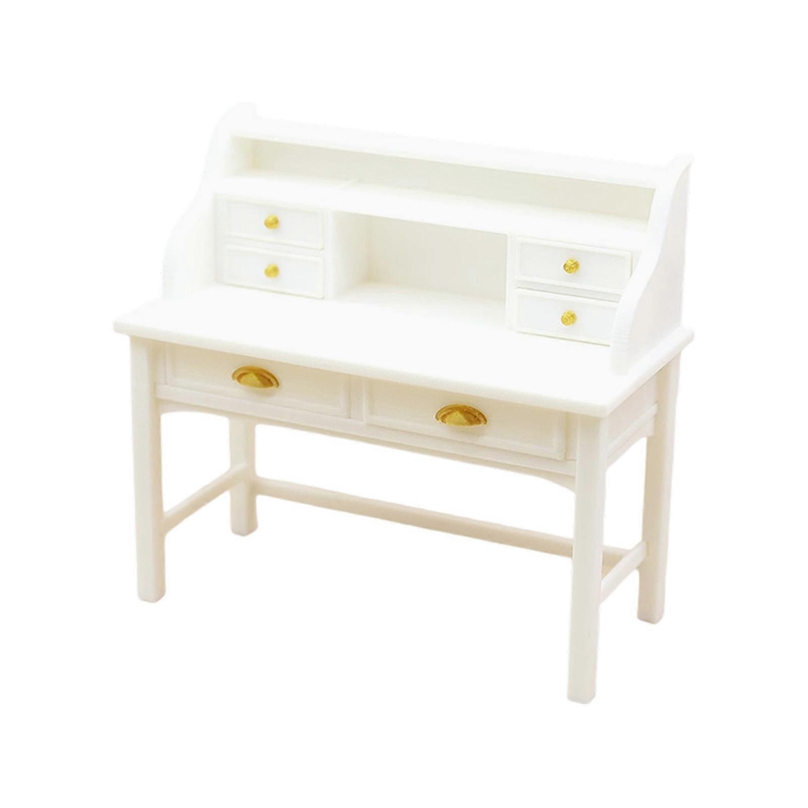 Desk For Miniature Rooms Plastic 1/12 Scale Collectors Item Display Shelf Dressing Table Model  White