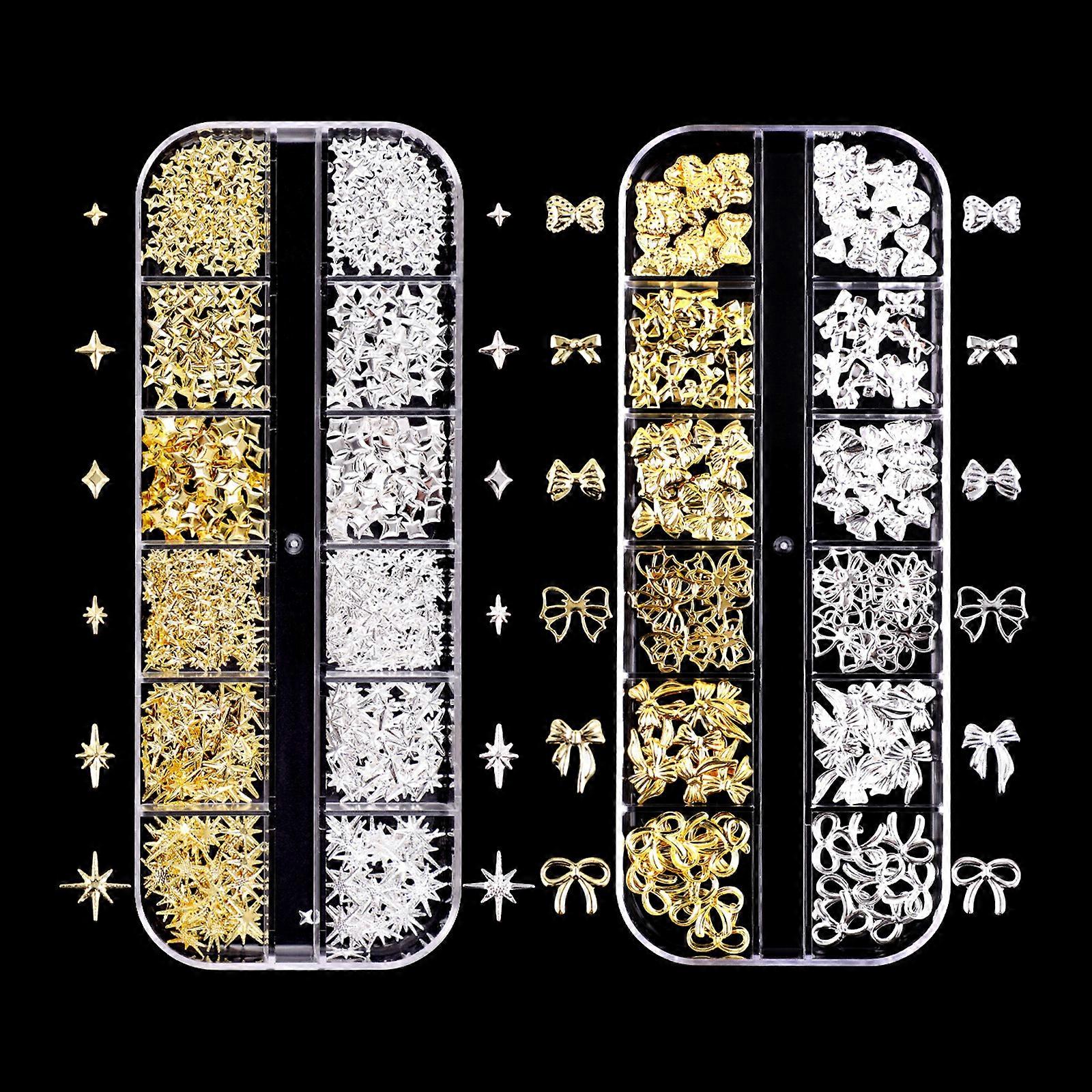 2 Assemblies Permanent Metal Unguis Enchantments With Secure Adhesion for Permanent Manicuring Decorations Multicolor