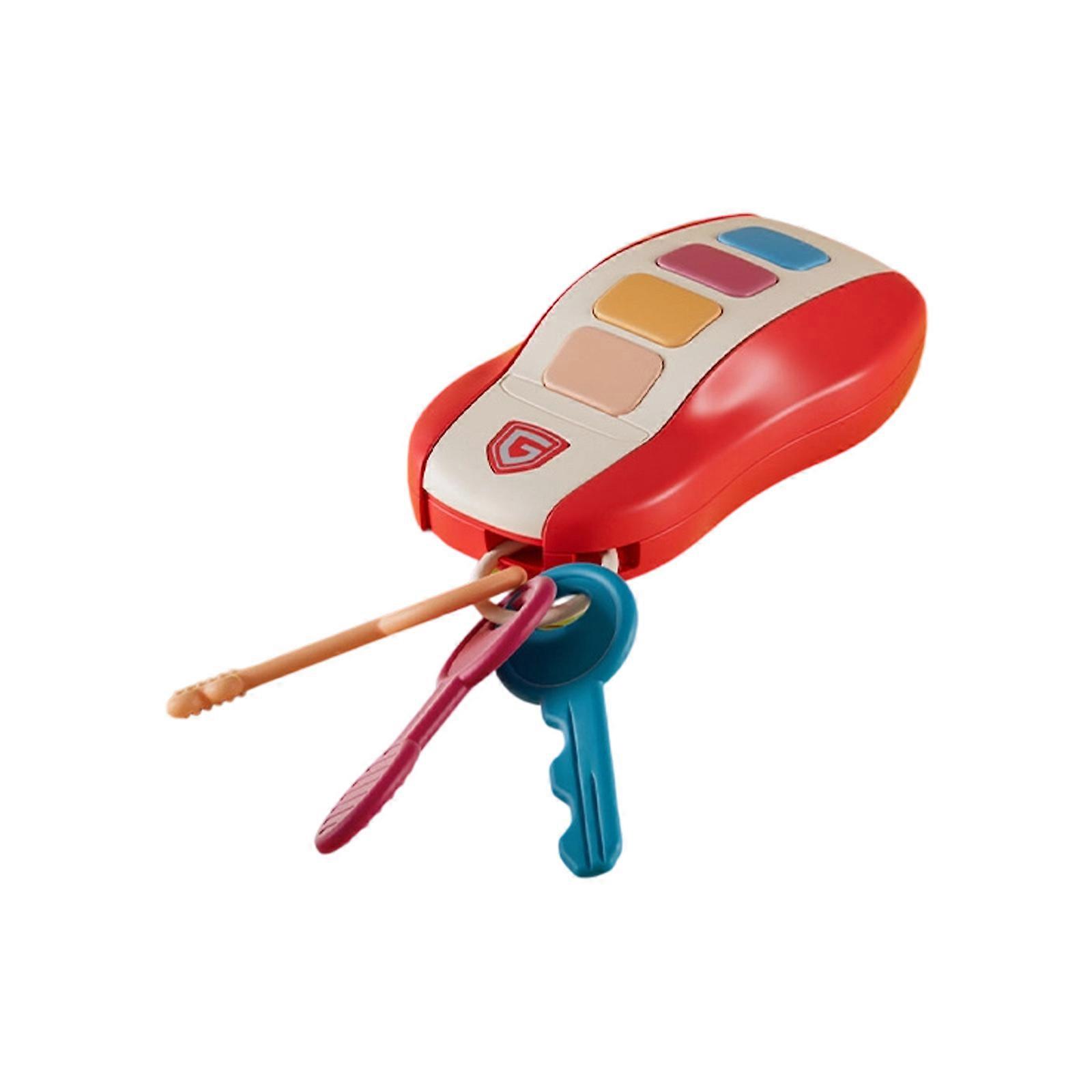 Toddler Car Key Sound Toy Highlighting Realistic Horn Noises Chewable Elastomer Early Development Perceptual Learning Activity  Red