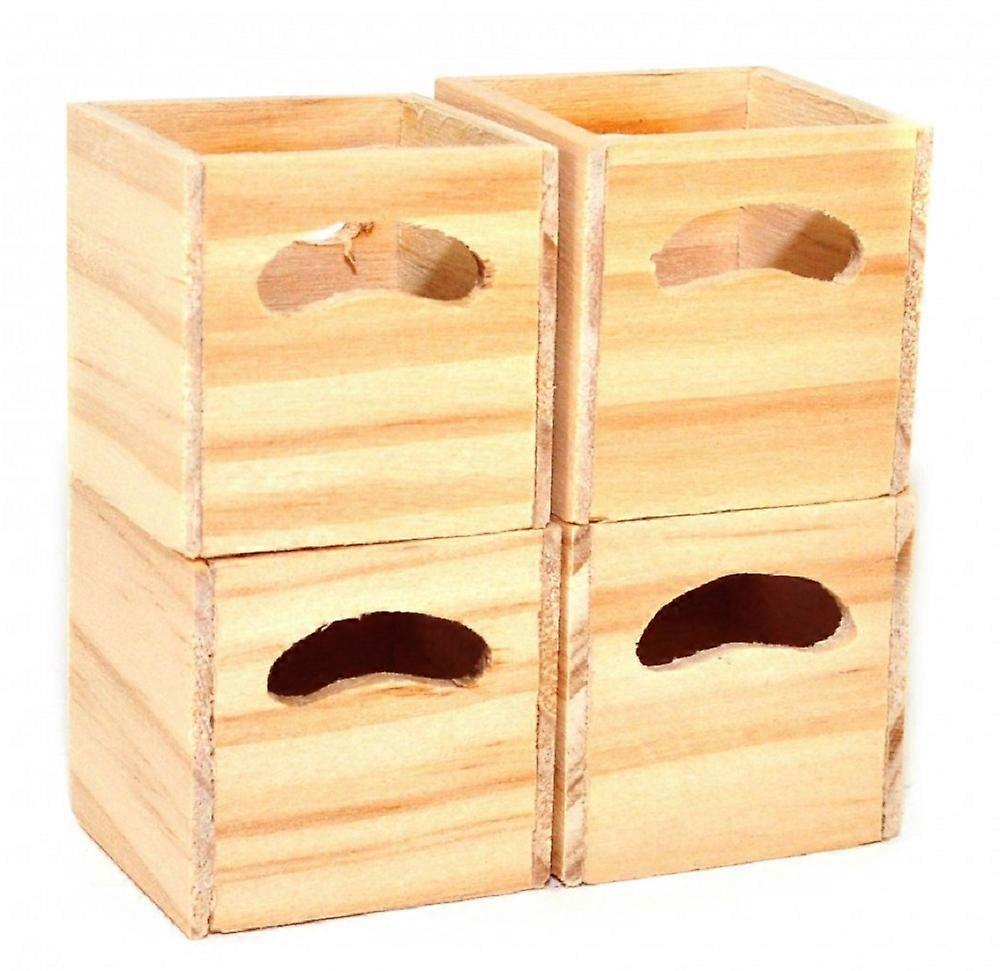 Dolls House 4 Modern Bare Wood Cube Storage Boxes Miniature 1:12
