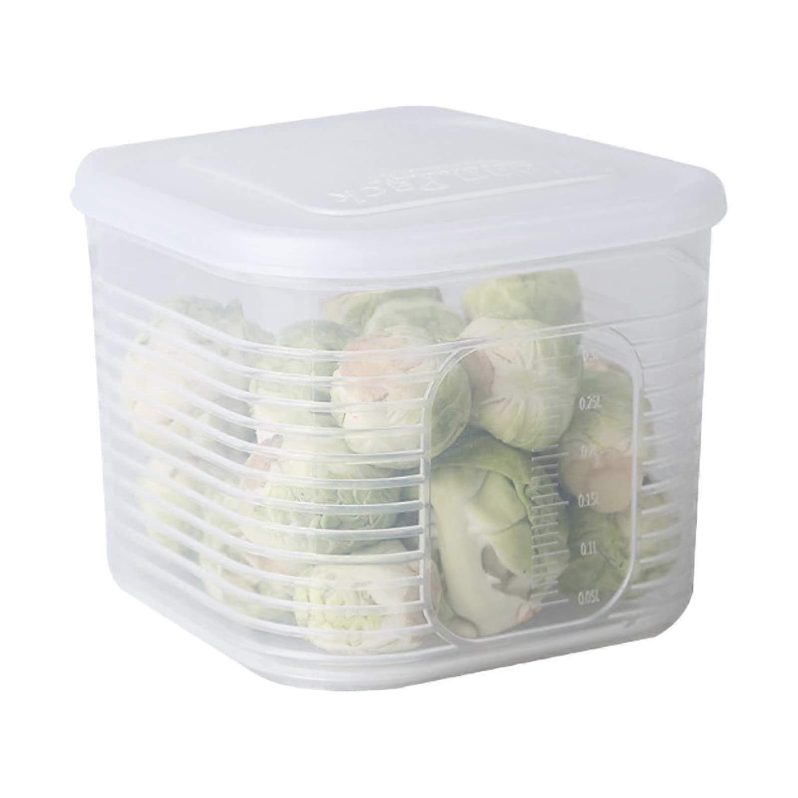 Plastic Food Storage Container with Lid Stackable Fridge Freezer Box for Fruits Vegetables Fish Kitchen Use
