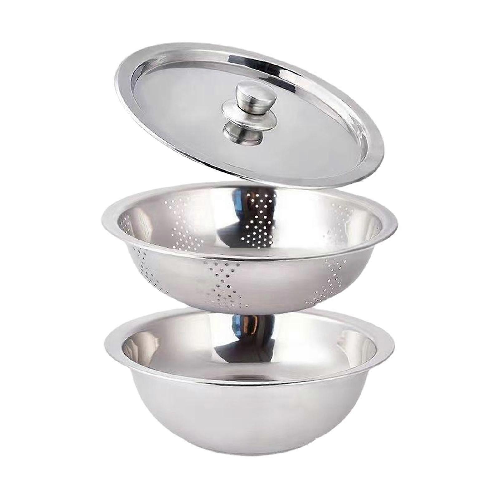 Food Storage Container Colander and Bowl Set for Refrigerator Food Strainer with