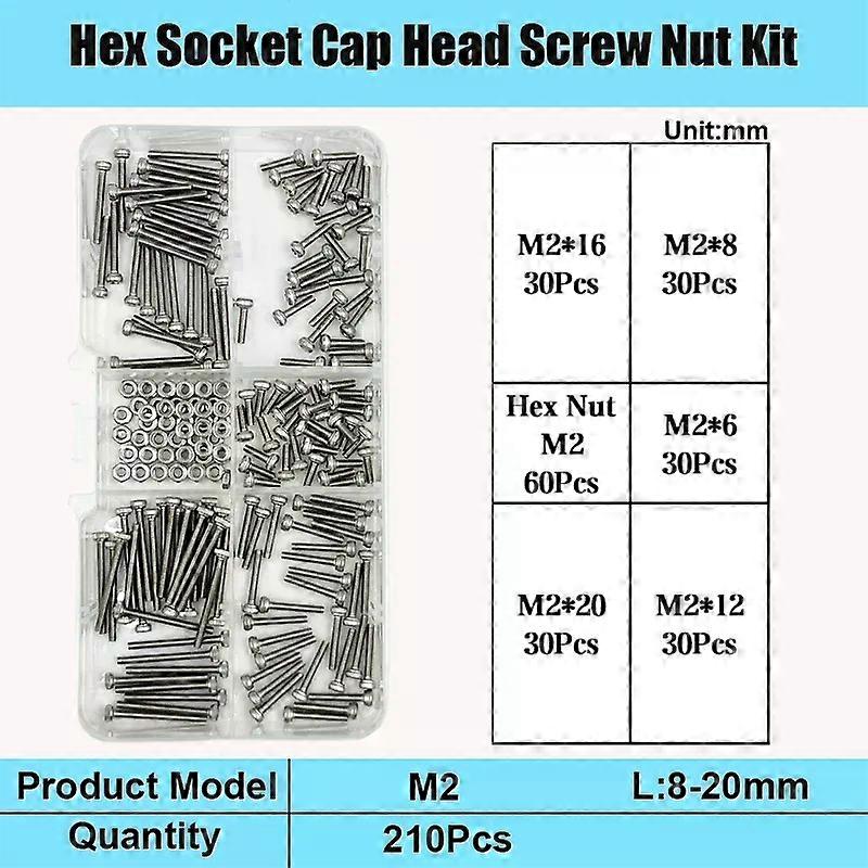 304 Stainless Steel Hexagon Hex Socket Cap Head Screw Bolt Nut Set M2 M2.5 M3 M4 M5 M6 M8 Socket Round Cap Head Screw DIN912