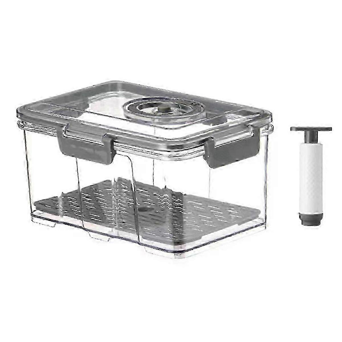 Vacuum Food Storage Container Transparent Fridge Organizer with Drain Net Capacity Food Dispenser f