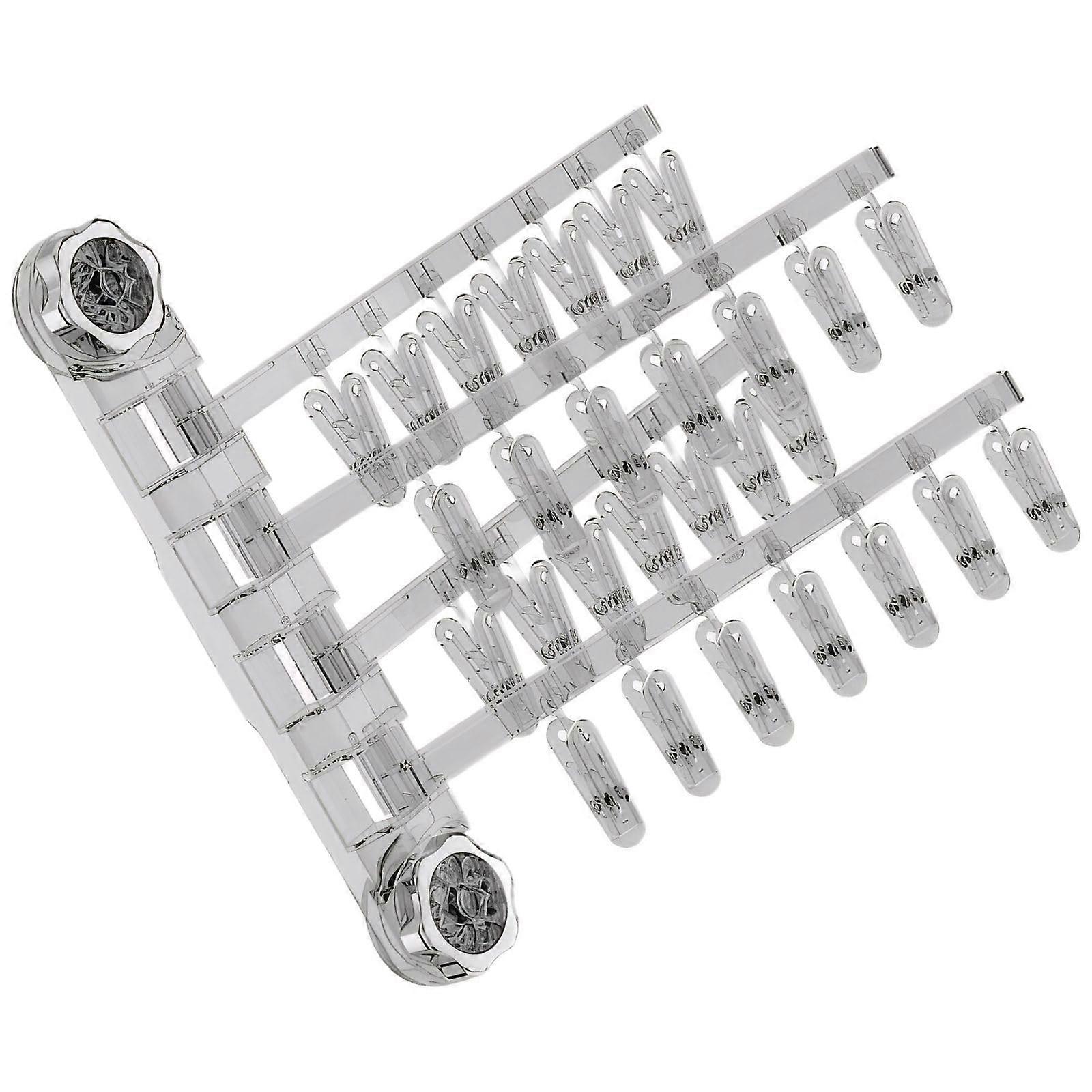 Wall Mounted Clothes Drying Rack with Folding Rotating Rods and AntiSlip Clips for Small Spaces