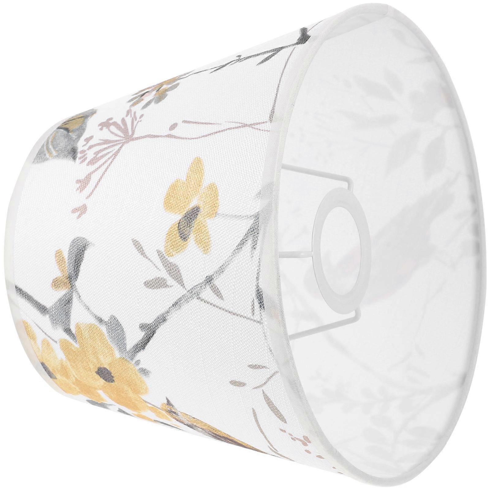 White Fabric Lamp Shade with Bird Print for Decorative Table Lamp