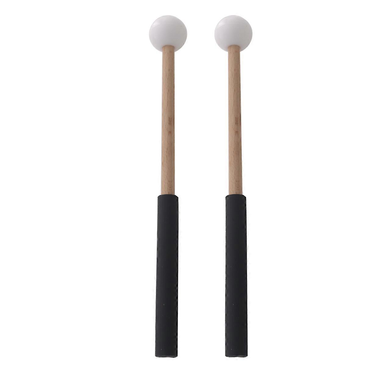 Percussion Mallets Stick with Rubber Head and Handle White