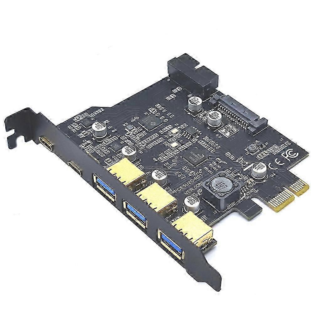 USB 3.0 PCI-E Riser Card - Type C USB 3.2 Gen1 Multiplier Adapter for Computers