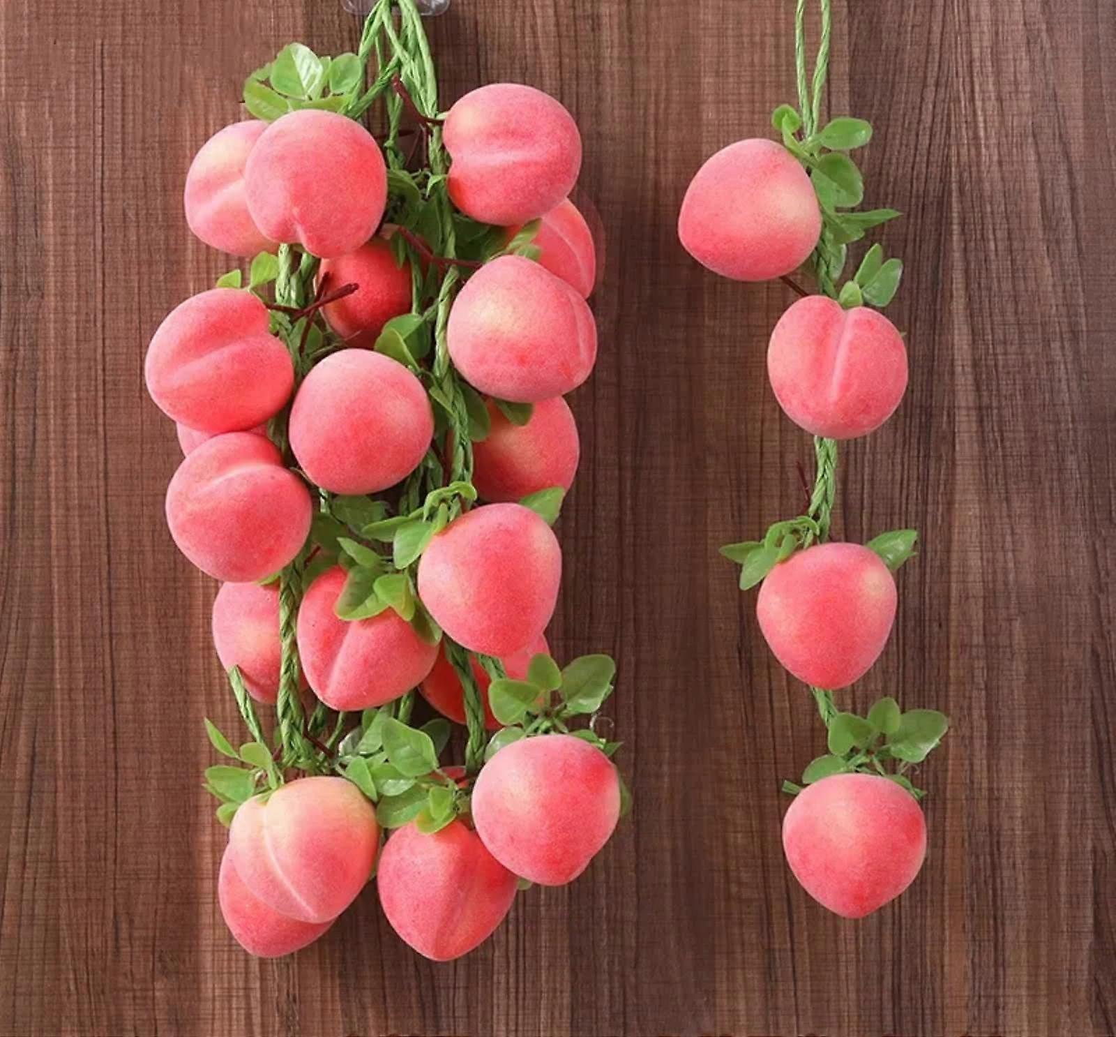 Artificial Fruit and Vegetable Skewers Set for Kitchen Decor, Fake Garlic Corn Chili Peach Display