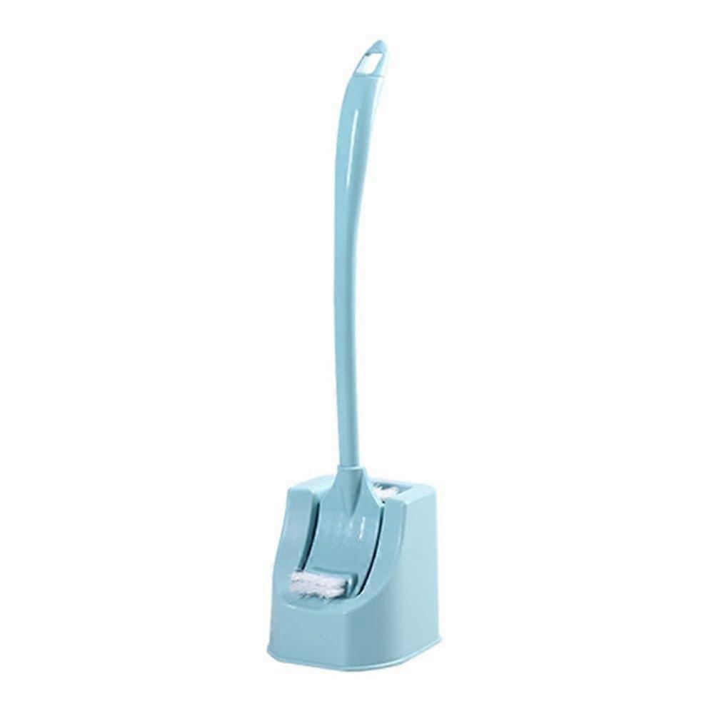 Toilet Brush and Holder Set with Soft Bristles, Long Handle Bathroom Cleaning Tool (Blue)