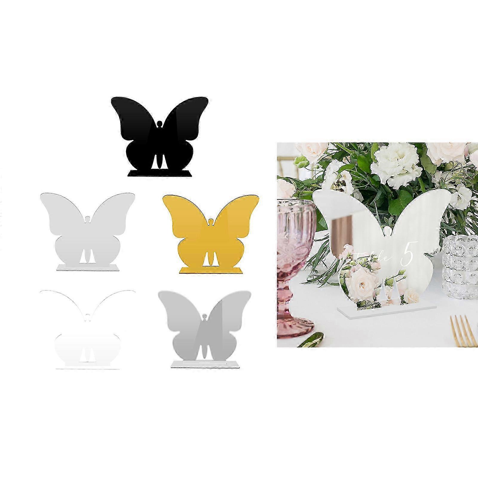2pc Elegant Acrylic Butterfly Table Place Cards Acrylic Wedding Desk Card Stands for Various Functions Display Stand