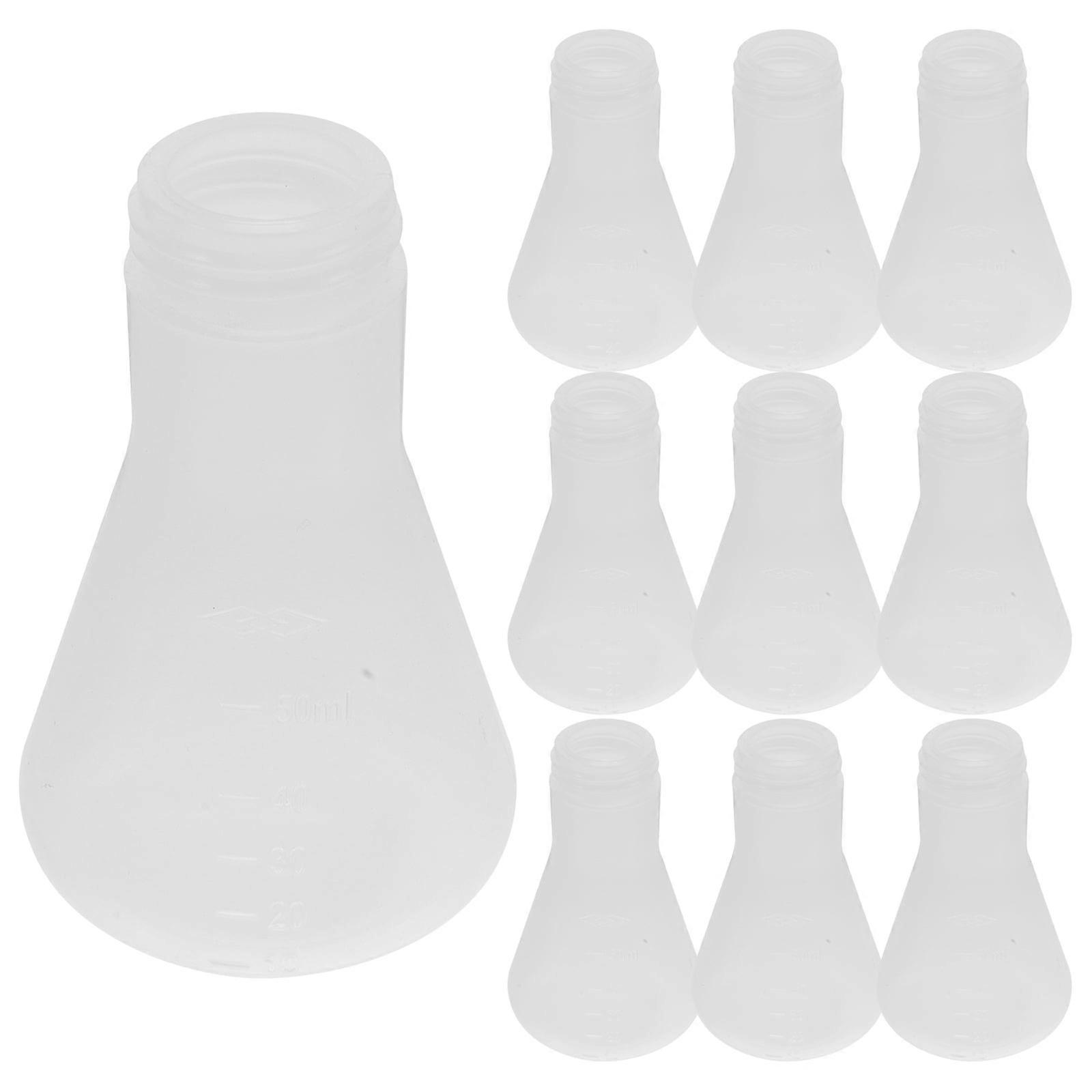 10pcs Plastic Flask Professional Erlenmeyer Flask Transparent Science Flask