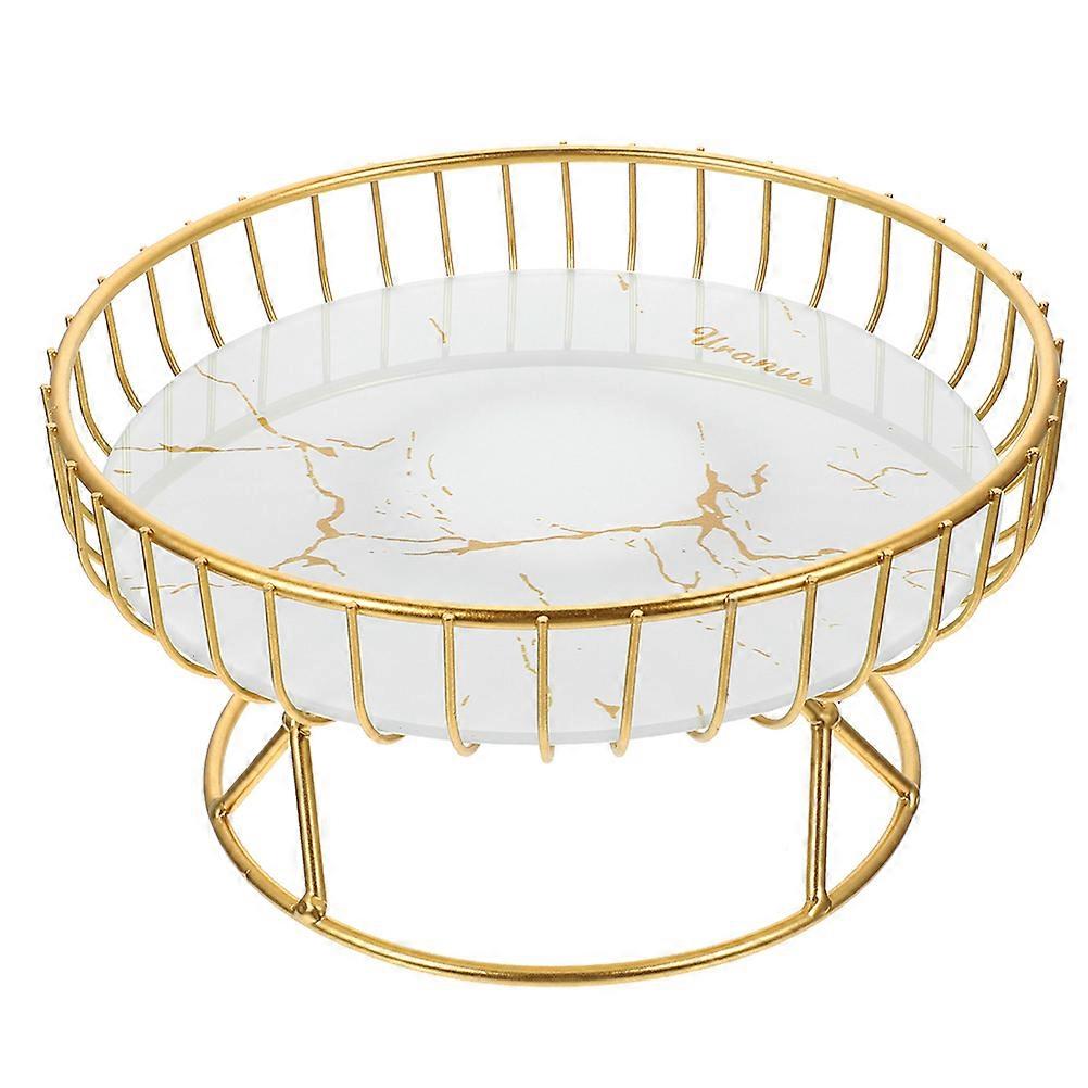 Metal Wire Basket Point Plate for Refreshment Holder White Tray