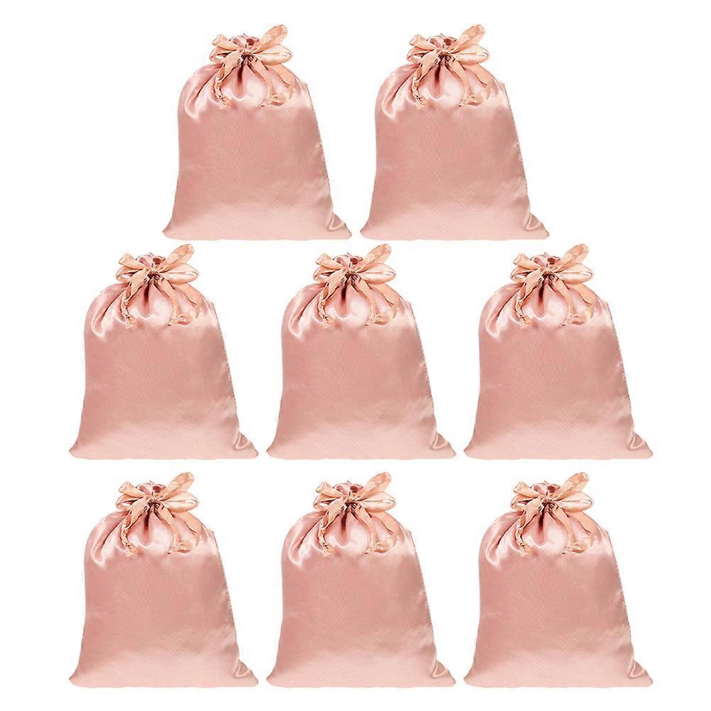 Small Pink Satin Drawstring Bag for Jewelry Storage 8Pcs Set