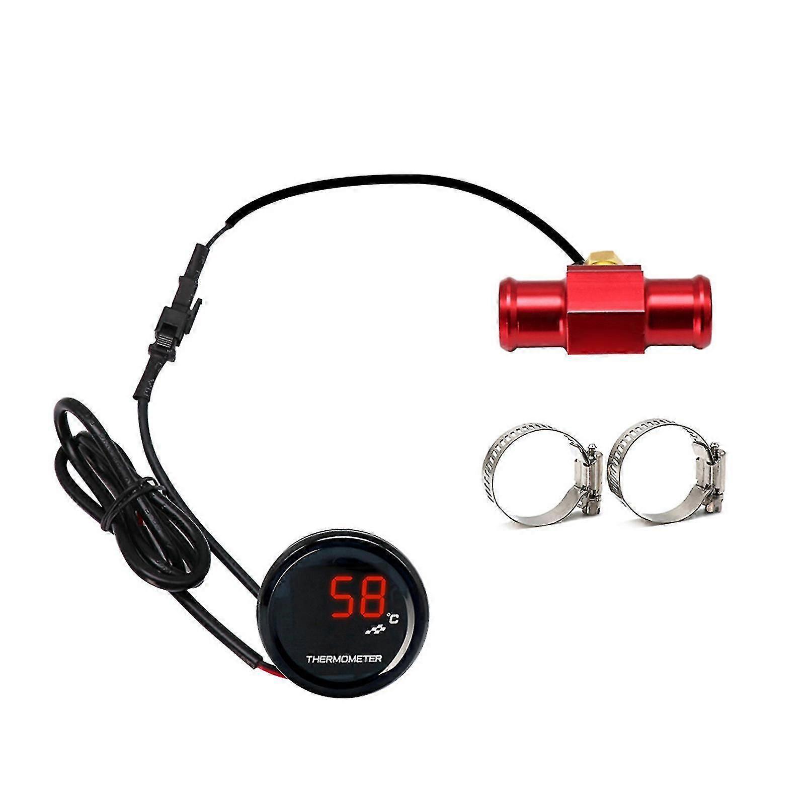 Motorcycle Water Temperature Hour Counter Meter Water Temp Adapter Engine Hours  Red Light 18mm