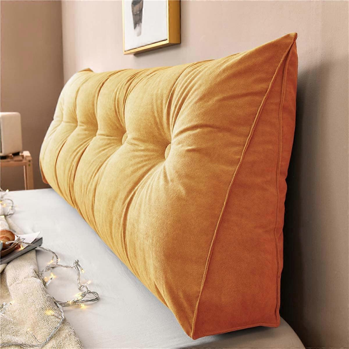Bed Reading Pillow Large Triangular Wedge with Ergonomic Back Support and Removable Velvet Cover