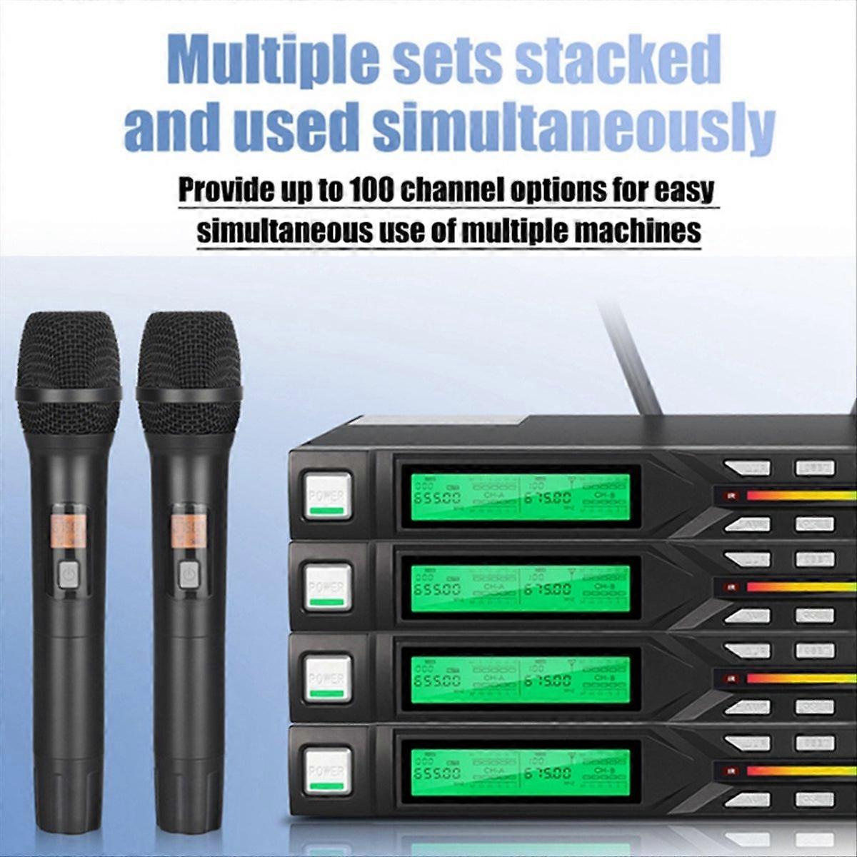 Handheld Portable Wireless Microphone System Mic UHF Long Range Dual Antenna for Karaoke Stage Performances AU Plug