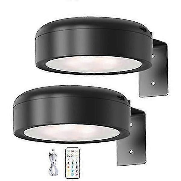 Wall Mounted Wireless Picture Light with Remote Control, Dimmable, Battery Powered, Adjustable 13-Color RGB Painting Light - Perfect Black 2pcs