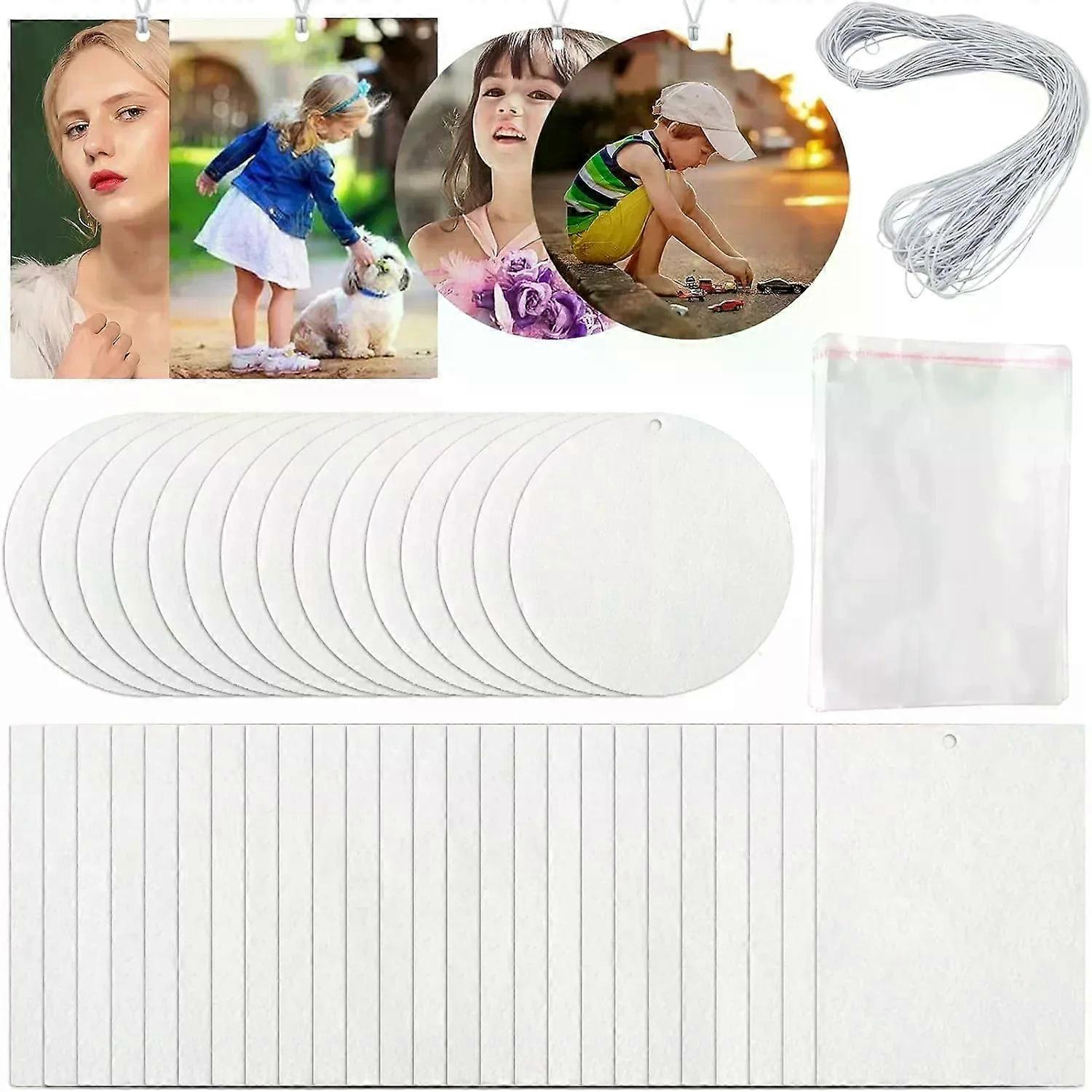 30/50PCS Sublimation Air Freshener Blanks Kit �C DIY Hanging Car and Home Fresheners with Elastic String, Circle and Rectangle