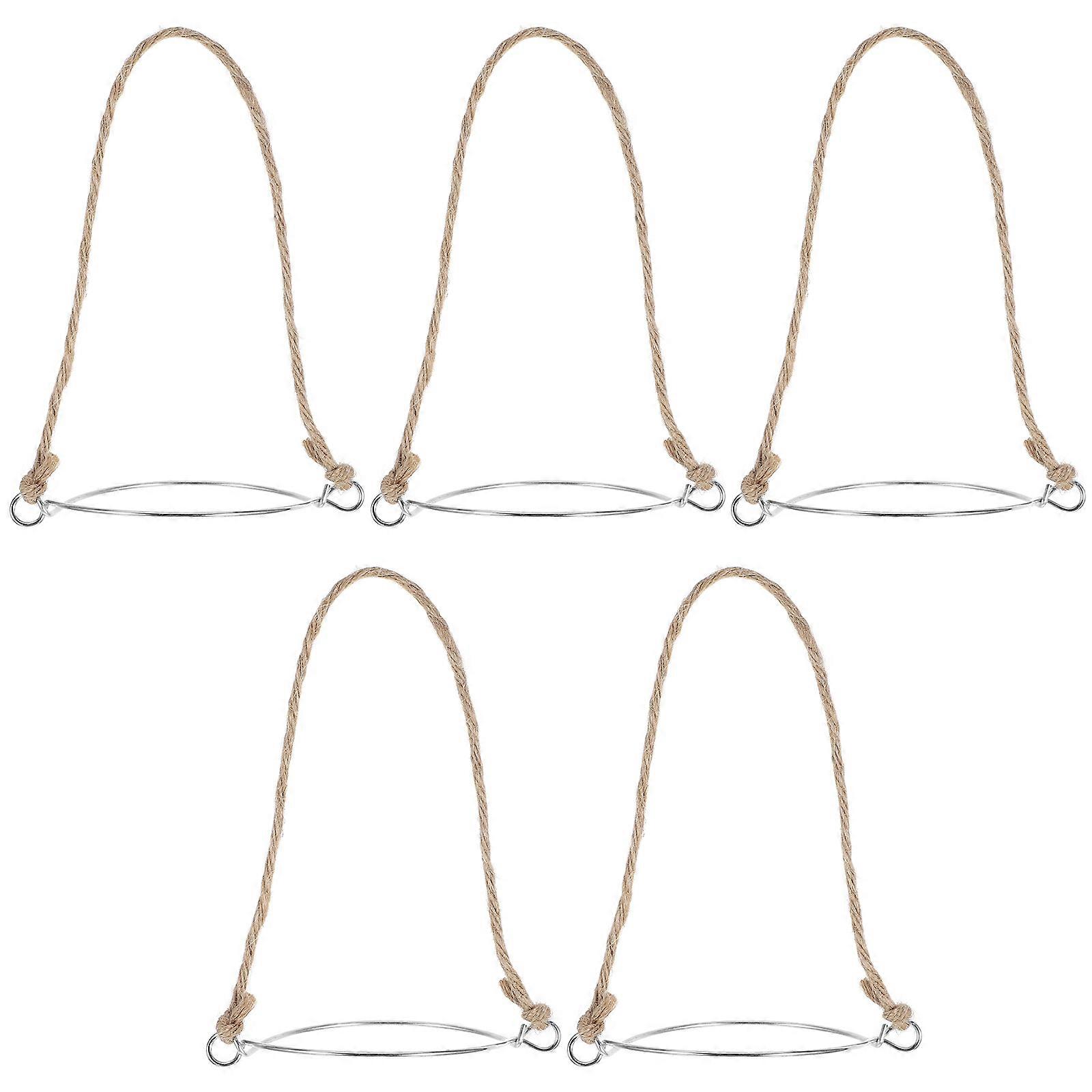 Mason Jar Handle Kit for Hanging with Hemp Rope 5Pcs Khaki Color