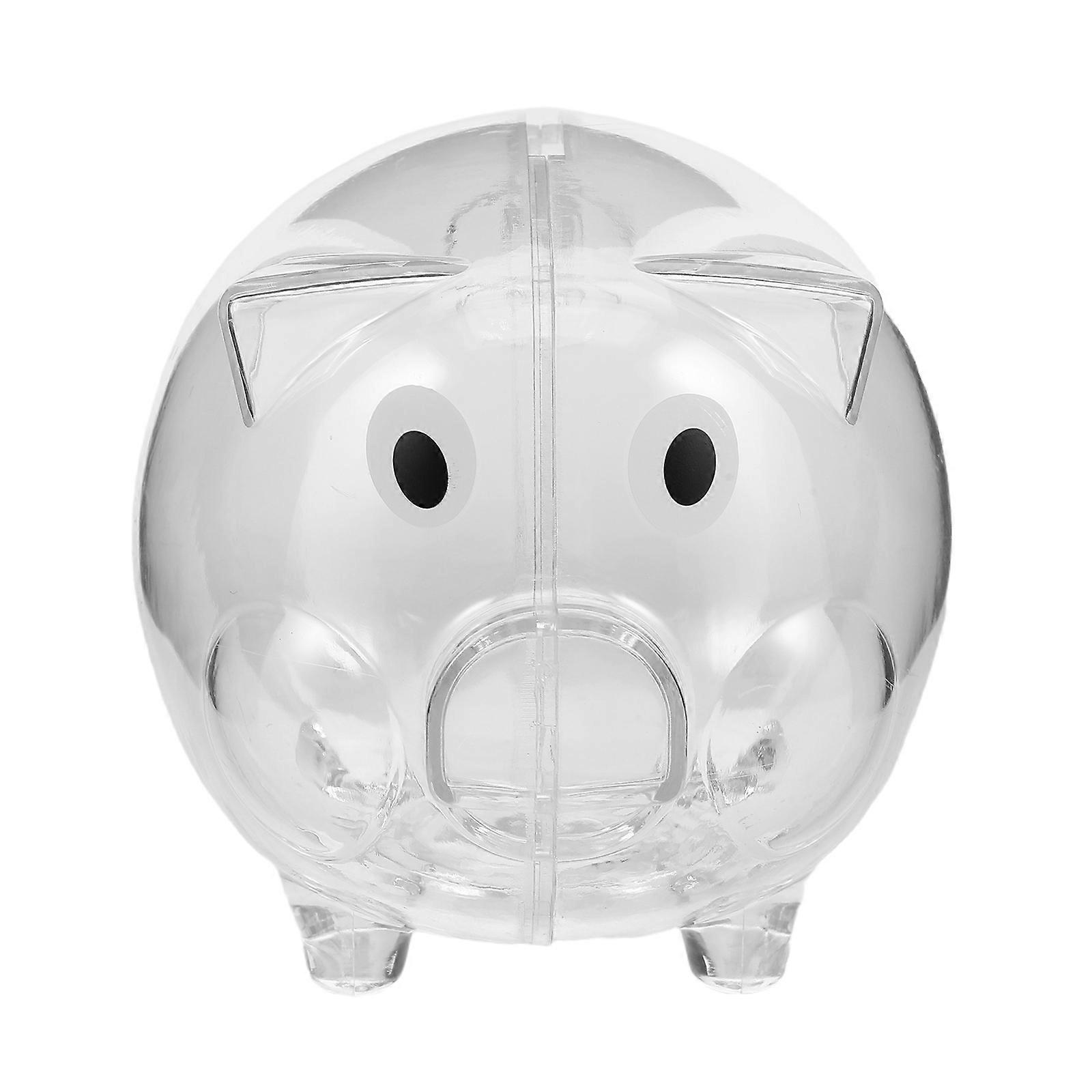 Plastic Clear Piggy Bank for Money Saving with Pig Shape 2Pcs Set