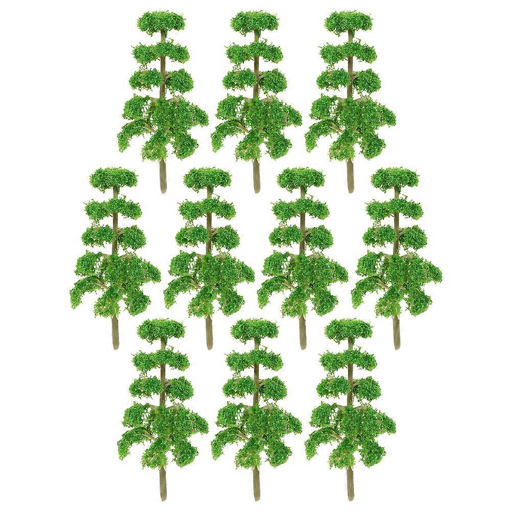 Model Tree Plastic Green Miniature Trees for Decoration 10Pcs Set