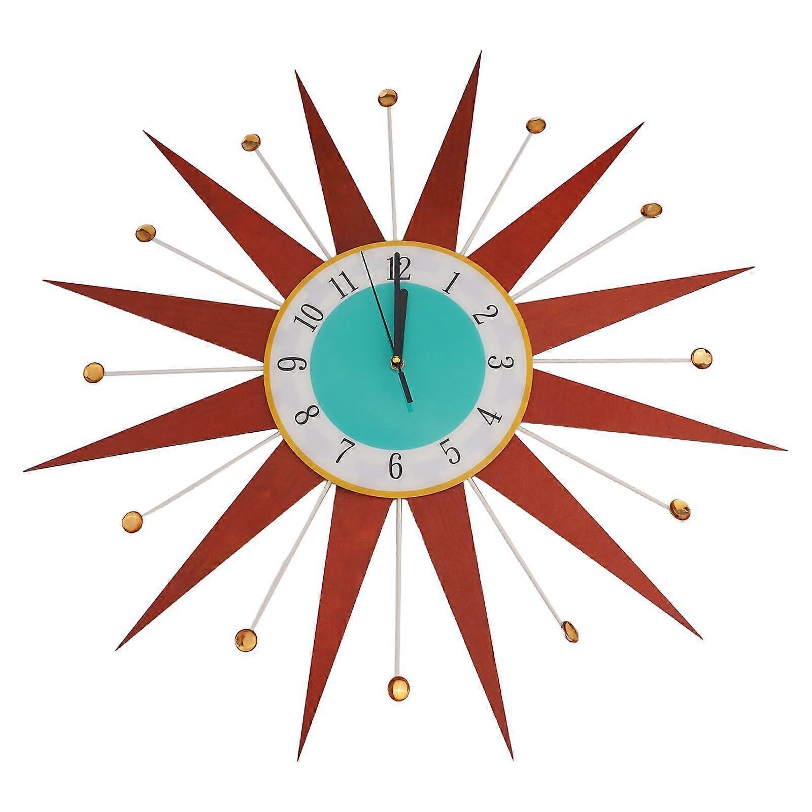Sunburst Wall Clock 18 Inch Retro Medieval Style with Quartz Movement for Living Room or Office