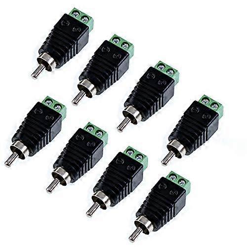 8 Pack RCA Male Connector Set Speaker to RCA Phono Cable Adapter for Secure Audio Connection