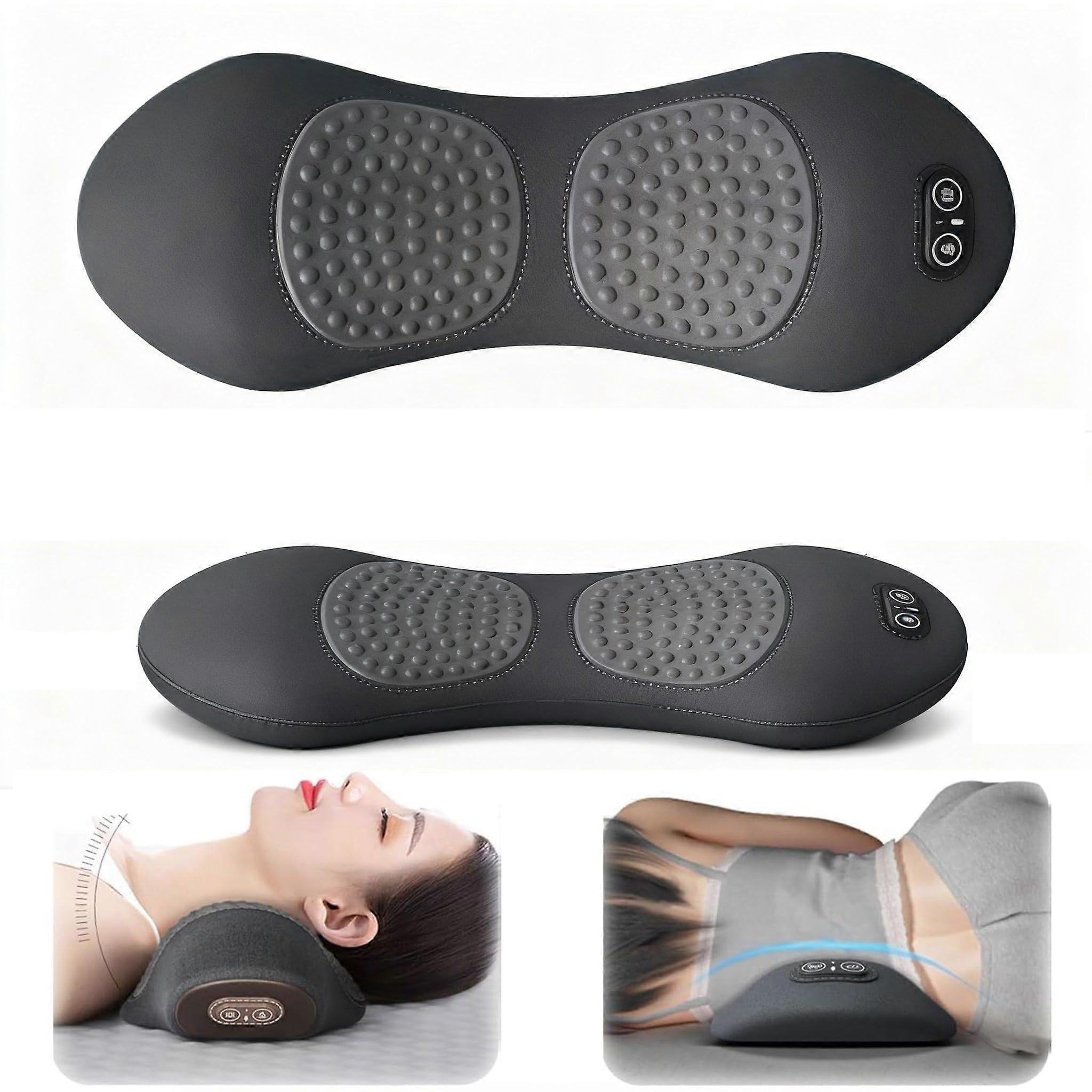 3in1 Heated Lumbar Support Pillow with Ergonomic Memory Foam Back Massager for Sciatica and Lower Back Pain Relief