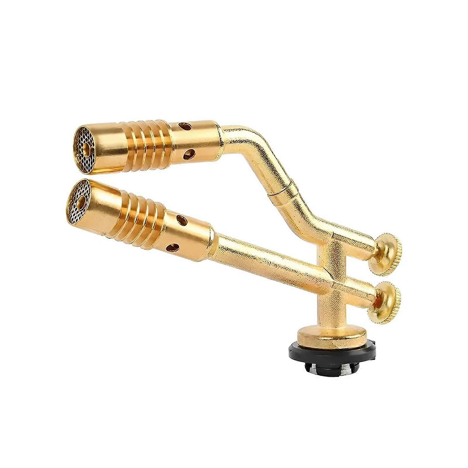 DualHead Gas Torch with Adjustable Flame Control Brass  Temperature Propane Butane Burner