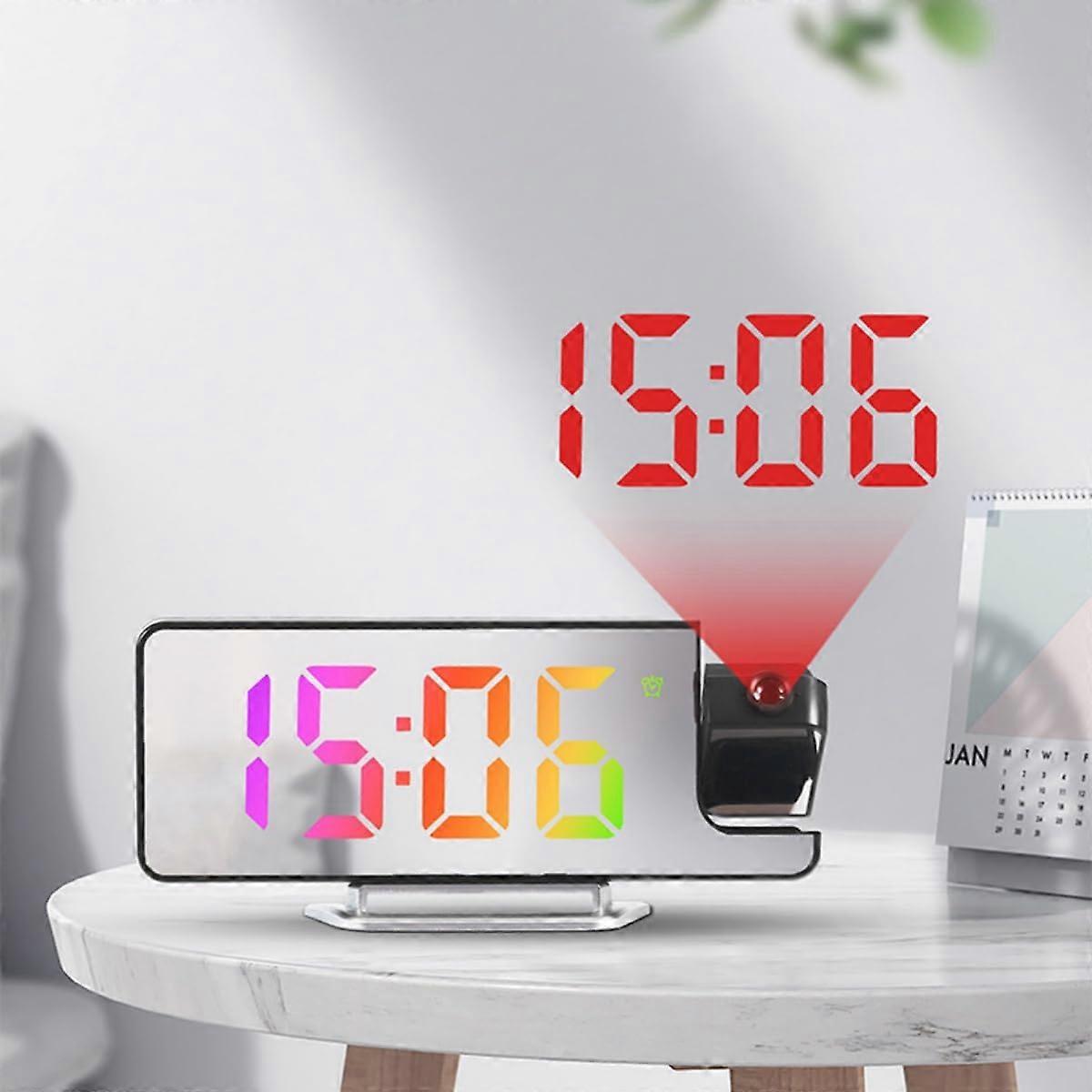 Projection Alarm Clock for Bedroom with 180° Rotatable Projector and Clear LED Time Display