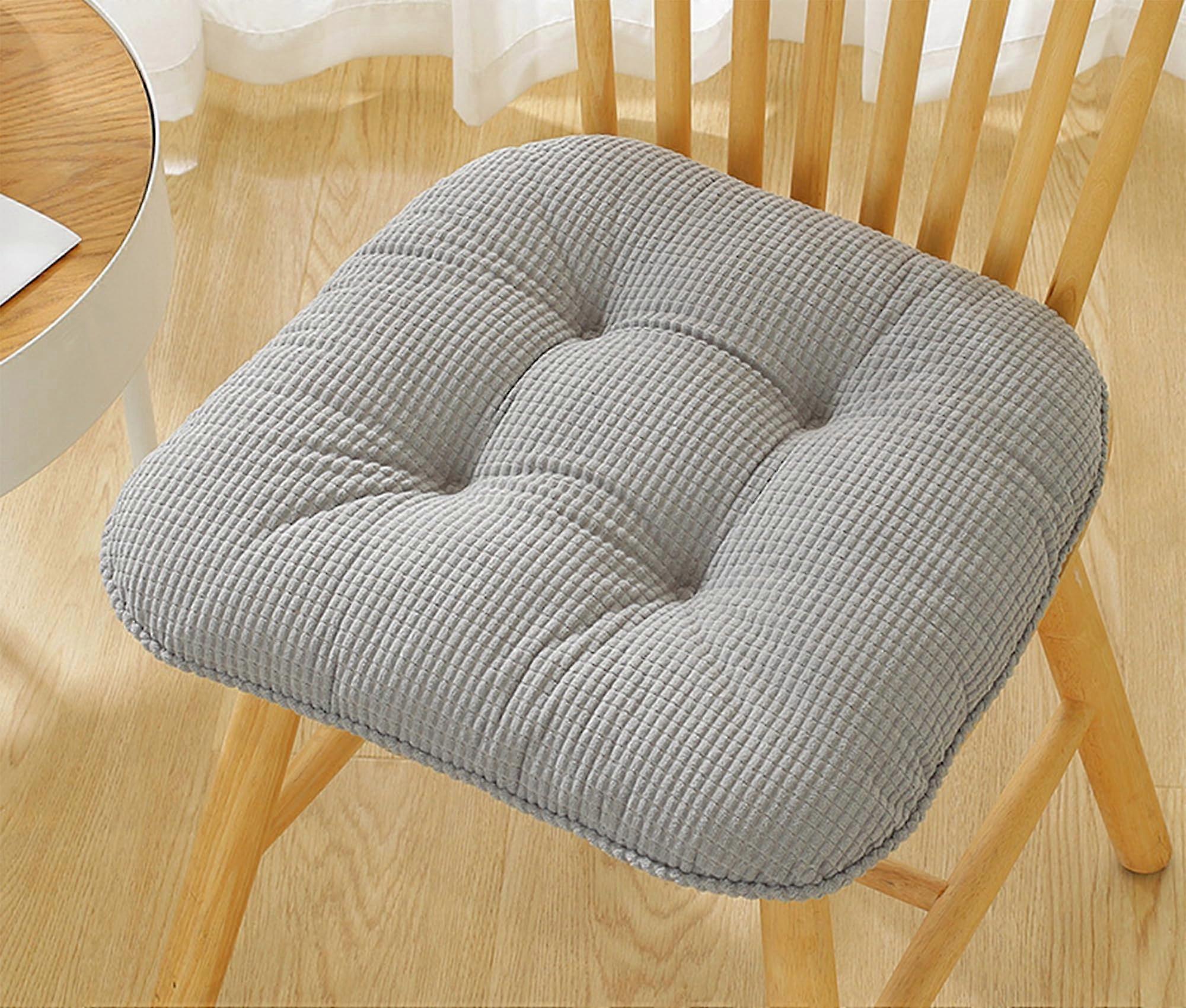 Dining Chair Cushions with Ties and NonSlip Backing, Memory Foam Support, Grey 17x16 Inch