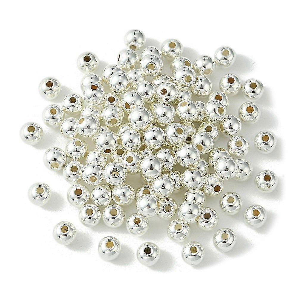 100pcs CCB Plastic Beads Round Silver 5.5~6x5mm Hole: 1.8mm