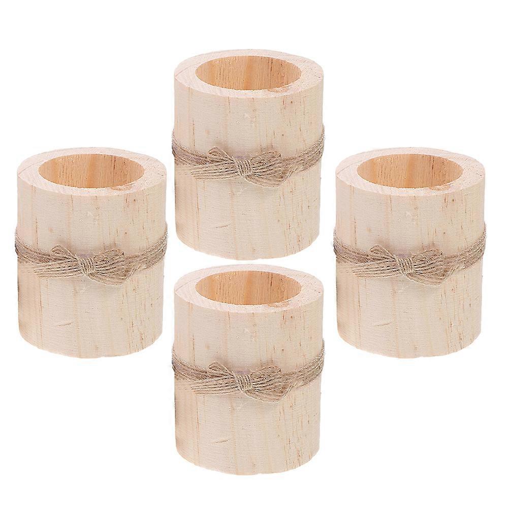 Rustic Candle Holders Wooden Tealight Holders for 4Pcs Wedding Use