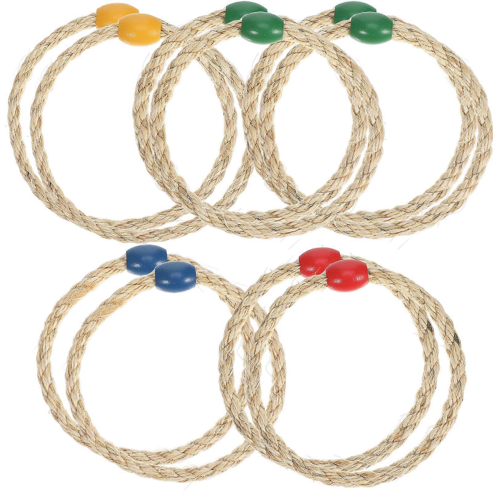 Kids Ring Toss Game Ring Toss Game Hemp Rope Material Throwing 10Pcs