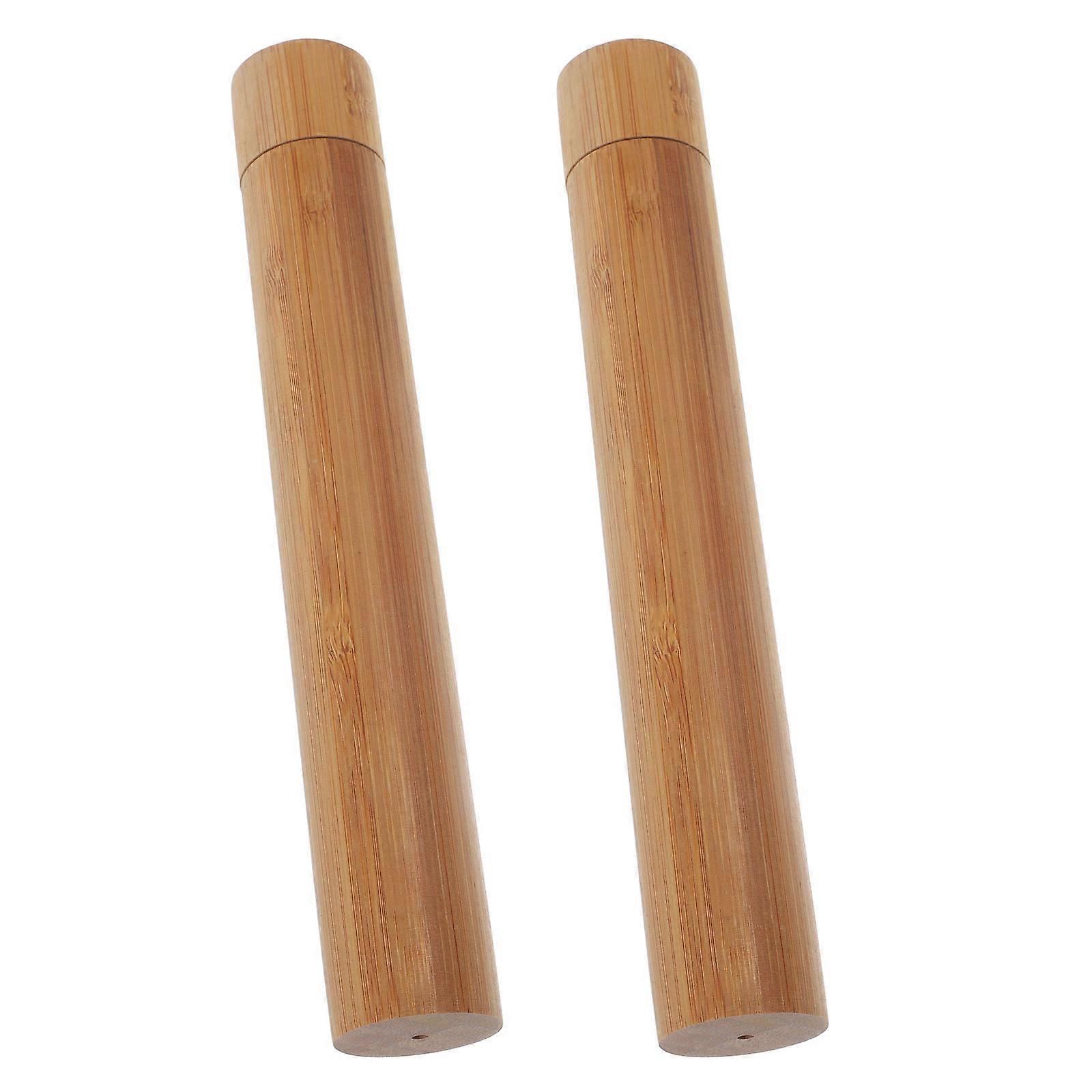 2Pcs Bamboo Document Holder Tube for Poster and Certificate Storage