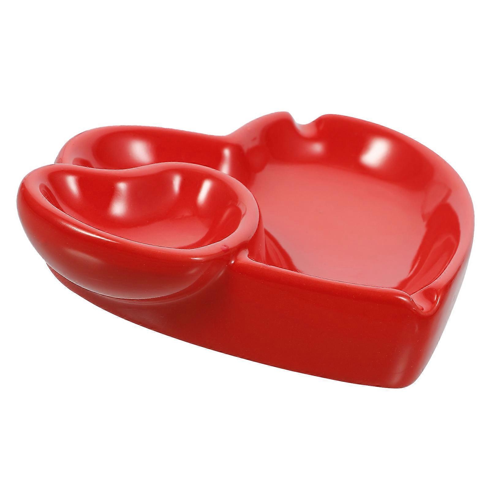 Ceramic Ashtray for Decoration Heart Shape Ashtray Red Color