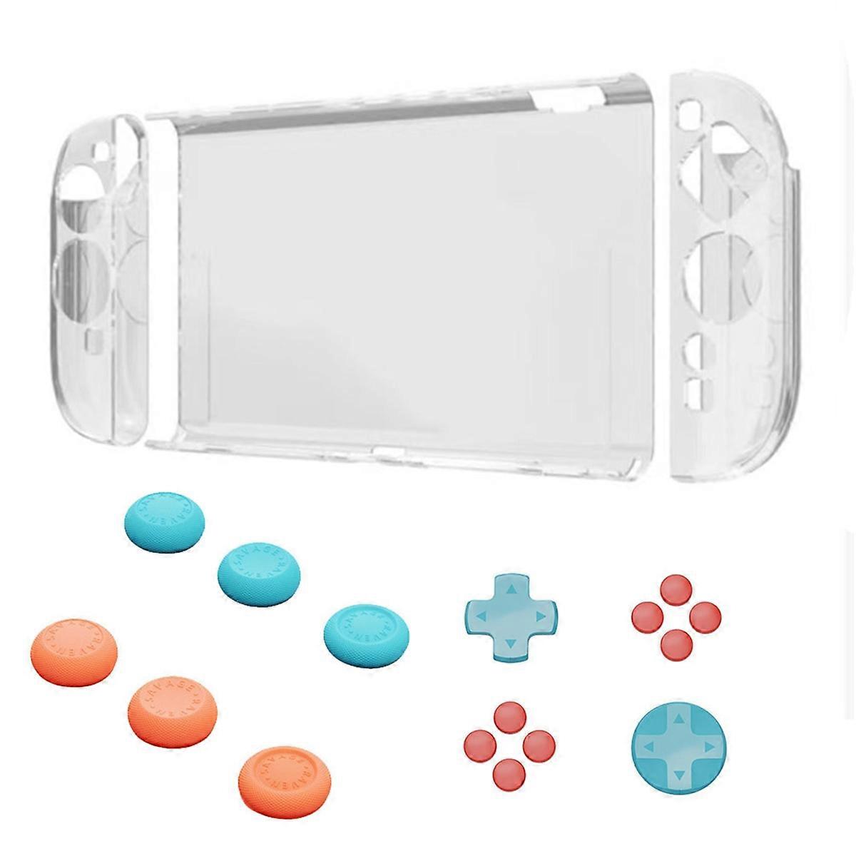 For Switch 2 Protective Case+Joystick Cap+D-Pad Button Cap Kit Clear Shell Split Design Anti-Fall Anti-Scratch Case B